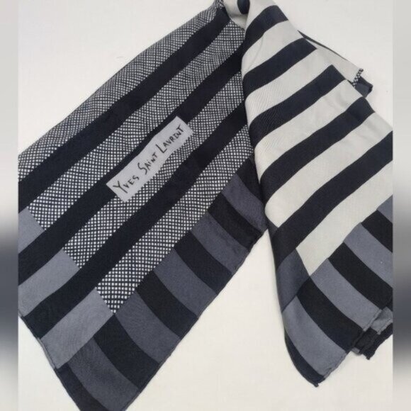 Yves Saint Laurent Stripe Print Cotton Scarf - Picture 4 of 7